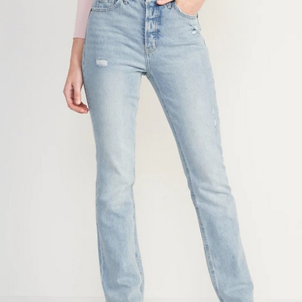 Extra High-Waisted Button-Fly Kicker Boot-Cut Cut-Off Jeans for Women